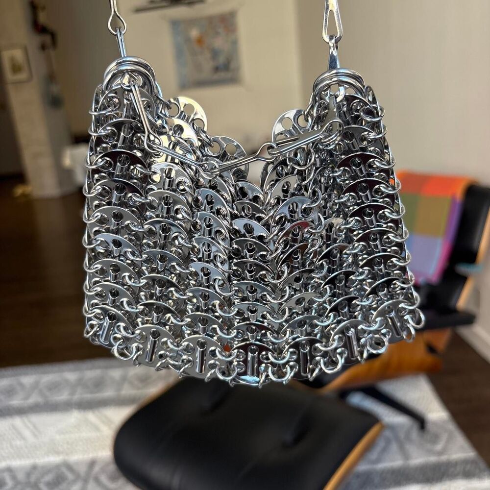 Rabanne Iconic Silver Nano 1969 Bag Chain Purse - Picture 4 of 8